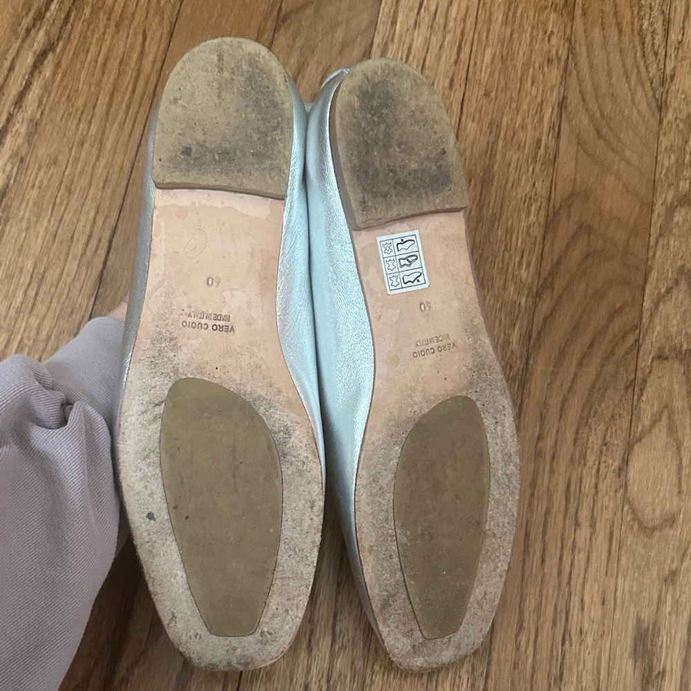Essen Silver Leather Ballet Flats - Picture 3 of 5